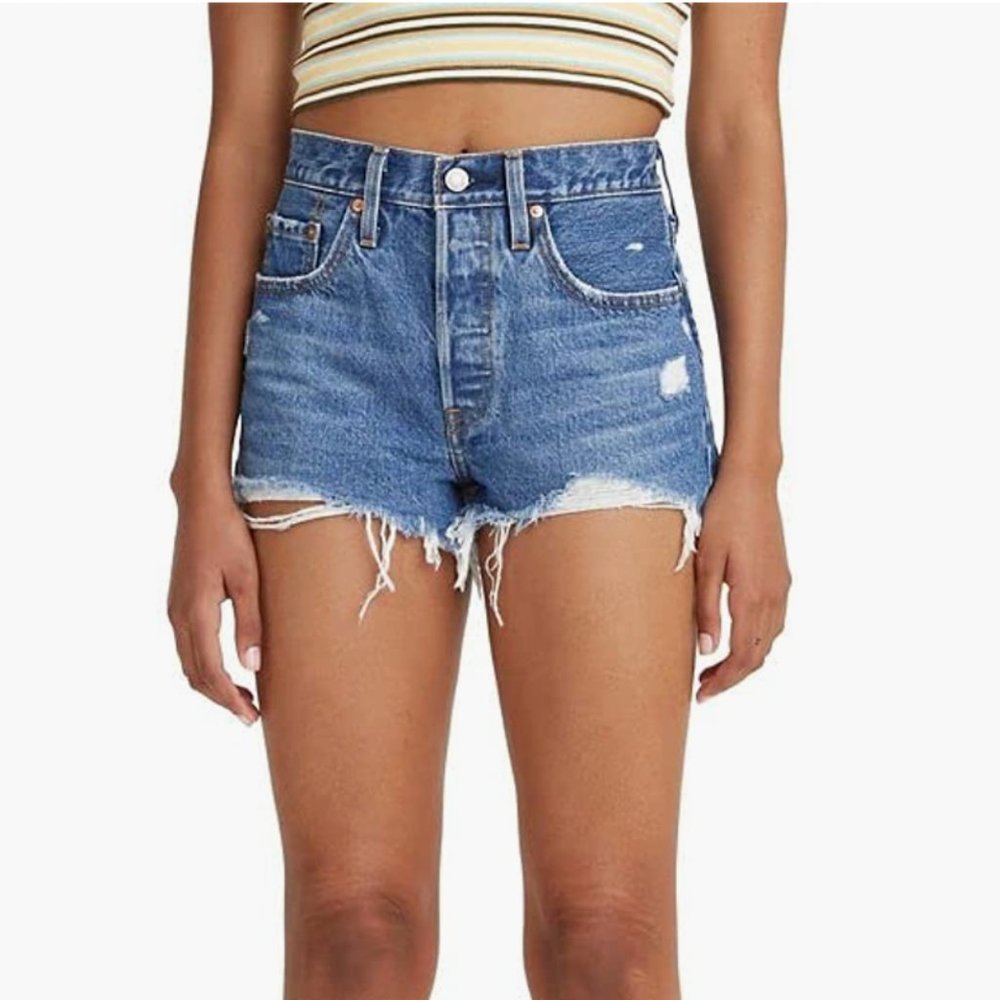 Levi's Women's Premium 501 High Rise Shorts Medium Wash